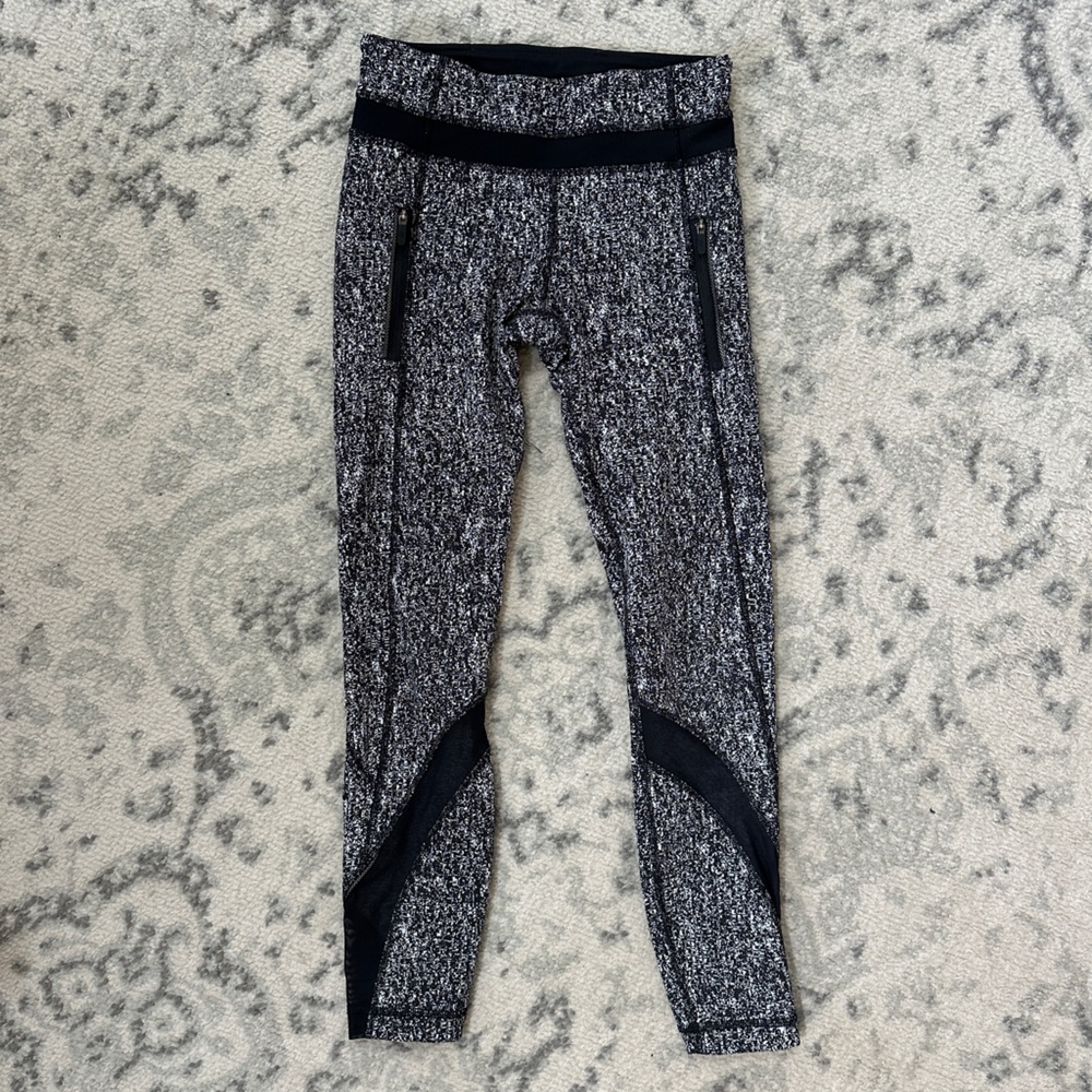lululemon athletica Black and Gray Leggings with mesh detail and pockets
